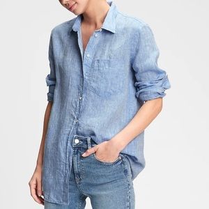 Gap Boyfriend Linen Button Down Shirt